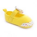 Itaar ベビーシューズ 女の子 ファーストシューズ 赤ちゃん 新生児 子供靴 ポルカドット 蝶結び 飾り お出かけ 歩行サポート (13, イエロー)