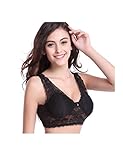 ビエスディディ　レディース　無地　シームレス　レース　ノンワイヤー　薄パッド　フルカップ　調整不可能広いストラップ　妊娠　ブラジャー　ブラック　M