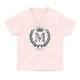 イニシャル Tシャツ / ベビーサイズ [BT344] 90cm ライトピンク 出産祝い 誕生日 プレゼント おしゃれな 名前入り ベビー服