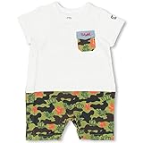 BABYDOLL（ベビードール） 親子ペア 迷彩切替半袖ロンパース-ベビー 男の子 女の子 ベビードール BABYDOLL-0653B 70cm ホワイト