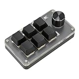 ミニゲーミングキーパッド、有線USBまたはワイヤレスBluetoothプログラマブルショートカットカスタムキーボード、ノブ付き、 Vista Linux用片手メカニカルキーボード、プラグアンドプレイ (6つのキーと1つのノブ)