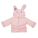 PUERI可愛い子供用バスローブ ベビーバスタオル 赤ちゃん　幼児　タオル地　フード付　お風呂上り　ベビーシャワーに最適 出産祝い　女の子　ピンク（0-18ヶ月）