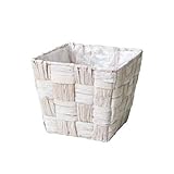 定番バスケット　ロータスステムカゴ　5寸角タイプ　縦型鉢カバー　白チェッカー　3-1014　Lotus stem