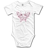 面白い ベビー ピンク バタフライ 半袖ロンパース 体に合う White Size 12 Months