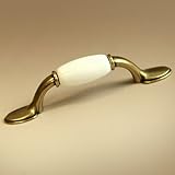 取っ手＆つまみ /GA0151　ホワイトストーンコンビ・ハンドル（アンティークゴールド）1個