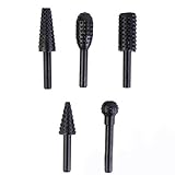 5本のHSSパワーツール木工ラスプCisel型回転エンボス加工研削ヘッドパワーツール彫刻パターンカッターミリング