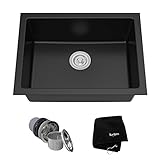 Kraus KGD-410B 24 2/5 inch Dual Mount Single Bowl Black Onyx Granite Kitchen Sink by Kraus