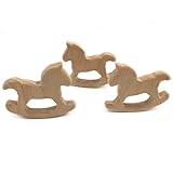 Kissteether 3pcs 手作り木製テザートロイの木馬ペンダントオーガニックナチュラルブナ木製玩具ハンドカット動物DIYジュエリーアクセサリーを作る (木の色 3pcs)