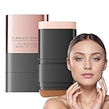 24時間持続ブラシ付きファンデーションスティック 、M型ブラシヘッド ダブルヘッドデザイン、 Flawless Eraser Foundation Make up Stick、長持ち効果 高密着 ファンデーションスティック、ブラシ付き保湿軽量ファンデーションスティック 防水防汗 操作簡単 (ナチュラル, 1)