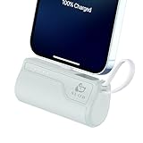 モバイルバッテリー 軽量 超小型 コンパクト 5000mAh iPhone コネクター内蔵 プラグ＆プレイ コードレス 直接充電 ミニ充電器 携帯充電器 スマホ充電器 iPhone 14/13/13ProMax/13Mini/12/12Mini/12Pro Max/11 Pro/XS Max/XR/X/8/7/6/Plus Airpods充電対応【PSE認証済】iPhone用(薄灰色)