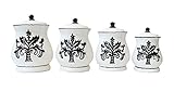 Tuscany Fleur De Lis, Just Black & White Ceramic 4-piece canister set 14-1/2H, 87301 by ACK by ACK
