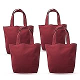 アスパイア4PCS DIYキャンバストートバッグ ボトムガセット 0.34kgコットンキャンバスランチバッグ - バーガンディー
