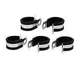 uxcell EPDMラバーライニングPクリップ ゴム 304ステンレス鋼 シルバートーン ブラック 20mm直径 5個入り