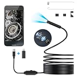 ファイバースコープ HD 内視鏡カメラ USB-C Lightning 接続 5.5mm 高画素 極細レンズ LED ライト 調光 形状記憶 ケーブル マイクロカメラ エンドスコープ 配管カメラ IP67防水 水槽 アプリ付き スマホ PC iPhone iPad iOS Android 対応 空調 車整備 検査 5.5mmレンズ (1m)