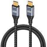 Poyiccot USB Type C ケーブル【240W/5A 急速充電 /USB2.0規格/ PD 3.1 対応】USB-C ＆ USB-C ケーブル E-markerチップ内蔵 イロン編みType C to Type C ケーブルMacBook Air Pro iPad Samsung Galaxy などUSB-C機種対応, 1.5M