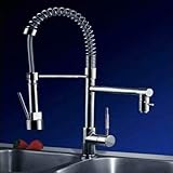 [更新バージョン] VDOMUS ®シングルハンドルプルダウンpre-rinseばねホット/コールド水キッチン蛇口with 2つSwivel Spouts (クローム)