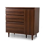 LOWYA （ロウヤ） 【下段単品】食器棚 レンジ台 可動棚3枚 引出し3杯 スライドレール リアル木目 キッチンラック 幅90cm ウォルナット