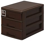 サンコープラスチック 小物収納3段 シルキー 幅18.2×奥26.5×高19cm ブラウン