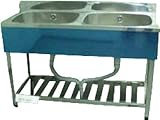 【メーカー直送】アズマ 二槽シンク（ホース付） 1200×450×800 KP21200-1315 【4552504】