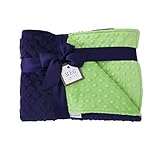 MEG Original Navy Blue & Lime Green Minky Dot Baby Boy/Toddler Crib Blanket 989 by MEG Original