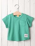 moujonjon ムージョンジョン ベビー 日本製 インレイ カラー Tシャツ 赤ちゃん 男の子 女の子 半袖 ベビー服 90㎝ グリーン
