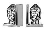 Premier ブッダ ブックエンド 2セット シルバーセラミック 1410799