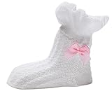 Plus Nao(プラスナオ) 靴下 ベビー 赤ちゃん キッズ 女の子 男の子 メッシュ リボン付き 可愛い シンプル 無地 コットン M ホワイト