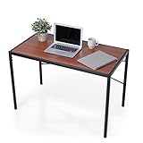 パソコンデスク スチール脚 木目調 はめ込み天板 シンプル デスク オフィスデスク 幅110cm ブラック/ブラウン
