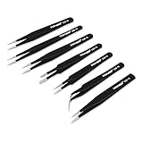 sea-junopピンセット7ピースPrecision ESD帯電防止ステンレススチールtweezers-black