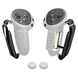 Growalleter Q3S対応 コントローラーグリップ カバー Q3S対応コントローラーストラップ Q3S/3対応 アクセサリー バッテリー開口付き調節可能なハンドストラップとナックルストラッププロテクター 人間工学設計 簡単装着 疲労軽減 長時間プレイ対応 (ホワイト)