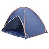 アイリスプラザ ポップアップテント フルクローズ ワンタッチ 200 ネイビー シルバーコーティング UVカット
