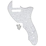 FLEOR 4プライ・テレRIスタイルギター・ピックガードテレ・シンライン用ネジ付き穴12ギター、ホワイトパール