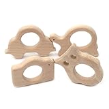 Amyster 4pcs Wooden Camera Car Owl Tortoise Teether Nature Baby Teething Toy Organic Eco-friendly Ho