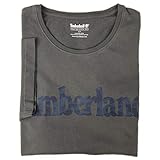 Timberland メンズ 半袖 カモフラージュ リニアロゴ コットン Tシャツ(チャコールグレー、スモール)