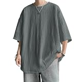 [BesBet] 夏服 メンズ Tシャツ メンズ 半袖 ゆったり おおきい サイズ ビッグT 五分袖 涼しい 無地 人気 カジュアル ファッション 丸襟 柔らかい肌触り 快適 ストリート 夏用
