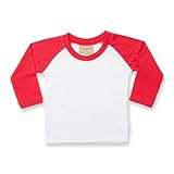 Larkwood Baby Long Sleeved Baseball T-Shirt (0-6) (White/Red) by Larkwood