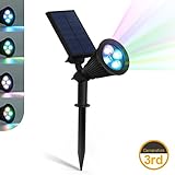 ZEEFO ガーデンライト ソーラーパネル 充電式LEDライト LEDソーラースポットライト 屋外ウォールライト アウトドアライト 180度回転 防水 省エネ 埋め込み 電池不要 夜間自動点灯