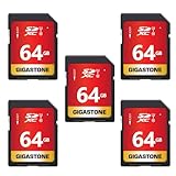 【5年保証】GIGASTONE 64GB SDカード 5個セット SDXC UHS-I U1 C10 80MB/s メモリーカード フルHD ビデオ デジタルカメラ 高速記録 ミニケース5個付き