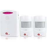 1byone Wireless Home Security Driveway Alarm, 1 Battery-operated / AC Adapter Receiver and 2 PIR Mot