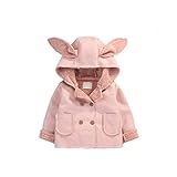 Pojour ベビー服 子供服 女の子 秋冬 防寒 おしゃれ かわいい耳コート ソフトジャケット 裏毛 長袖 暖かいジャケット ベビールームウェア 普段着 カジュアル 旅行 記念日 プレゼント ピンク