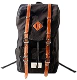 AM Landen Canvas School Bag Backpack Travel Bag Large(Black) [並行輸入品]