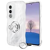 OPPO A5 5G-ケース クリア ウェーブ リング付き TPU波状のバンパー 透明 スマホケース かわいい うねうね オッポ A5-5G ウェーブ デザイン 可愛い 韓国 女性用 薄型 人気 おしゃれ 耐衝撃 ストラップホール付き(クリア)