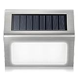 LED ソーラーライト 屋外ガーデンライト 省エネ ウォールライト屋外 防水 高輝度 ステンレス ワイヤレス 自動点灯 階段ライト屋外の歩道/車道/芝生/庭などの照明用 (ウォームホワイト)