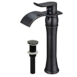 Wovierクロム/つや消しニッケル/ Oil Rubbed Bronzeウォーターフォール浴室シンク蛇口、シングルハンドル単穴洗面所蛇口、ミキサータップBasinトールボディ 24322