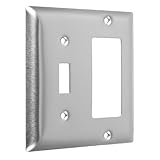 Hubbell-Bell WSS-TR Standard Stainless Steel Wallplate with One Toggle One Decorator/Rocker Two Gang