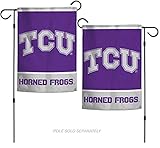 NCAAテキサスクリスチャンHorned Frogs TCU 12.5 " X 18 "インチ両面ガーデン旗ロゴ