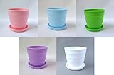 カラー プラスチック プランター フレグラーポット 植木鉢 受け皿 5色 セット (Sサイズ)