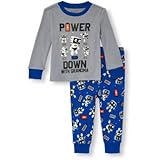THE CHILDREN'S PLACE(ザ・チルドレンズプレイス) ロングスリーブグローインザダークトップ&ロボットプリントパンツパジャマセット スリープウェア 3～6ヶ月【並行輸入】