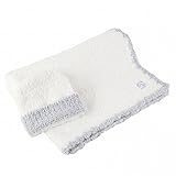 カシウエア / kashwere BABY BLANKET TRIM & CAP　ベビーブランケット 縁取＆キャップセット（カラー：White w/ Blue）[並行輸入品]