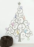 Pop Decors PT-0196-Vc Beautiful Wall Decal, Christmas Tree with Colorful Bulbs by Pop Decors